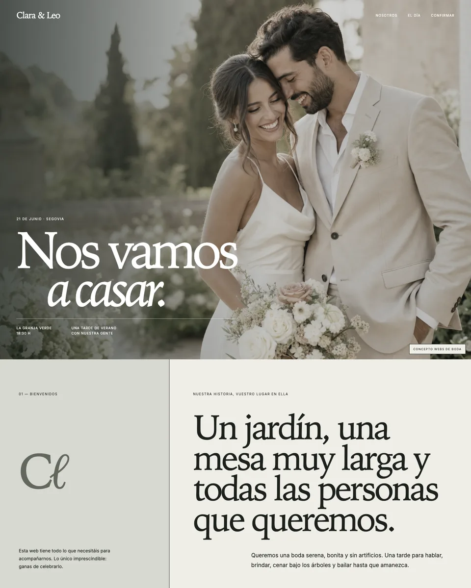 Vista previa de la web de boda Natural Atelier